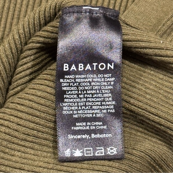 Aritzia Babaton Small Green Mcsweeny Sweater Rib Knit Classic Minimalist Casual - Picture 4 of 5